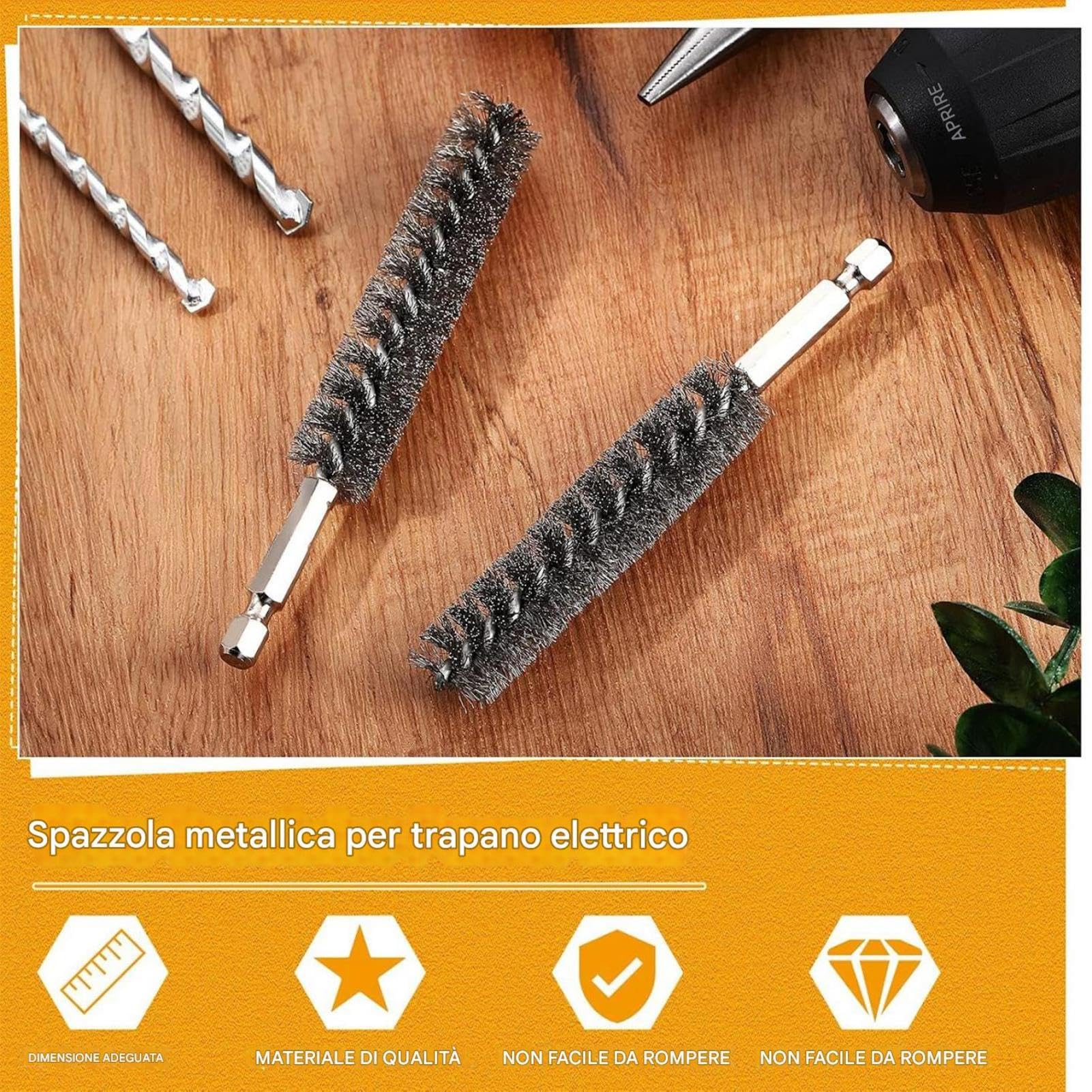 Riparato a cavo di setole metalliche, spazzola per trapano,Pennello con foro con gambo esagonale attorcigliato | Produtti di pulizia di parti multiuso per spolverare e lucidare i tubi