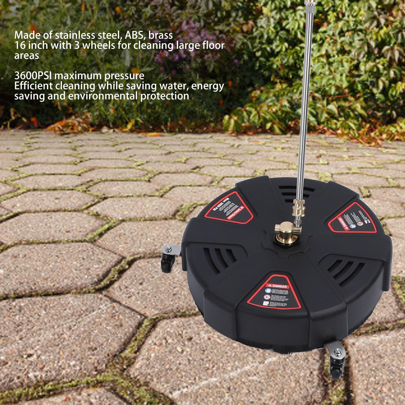 Limpiador de Superficies de Lavadora a Presión de 3600PSI, Lavadora Eléctrica de Alta Presión de 16 Pulgadas con Conector Rápido para Limpieza de Jardines y Pavimentos