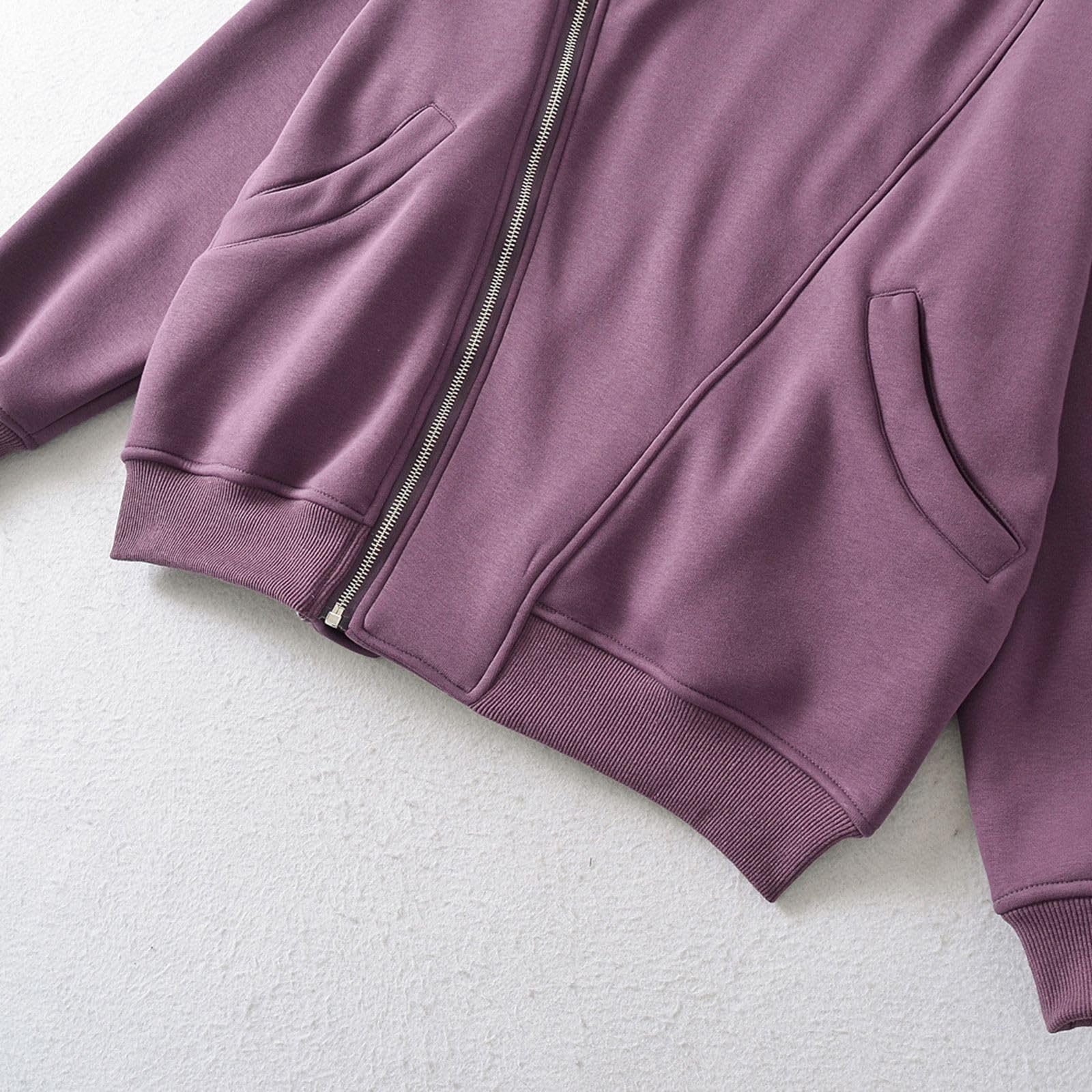 Chaqueta con Capucha y diseño de Cremallera para Sudadera de Forro Polar de Talla Grande