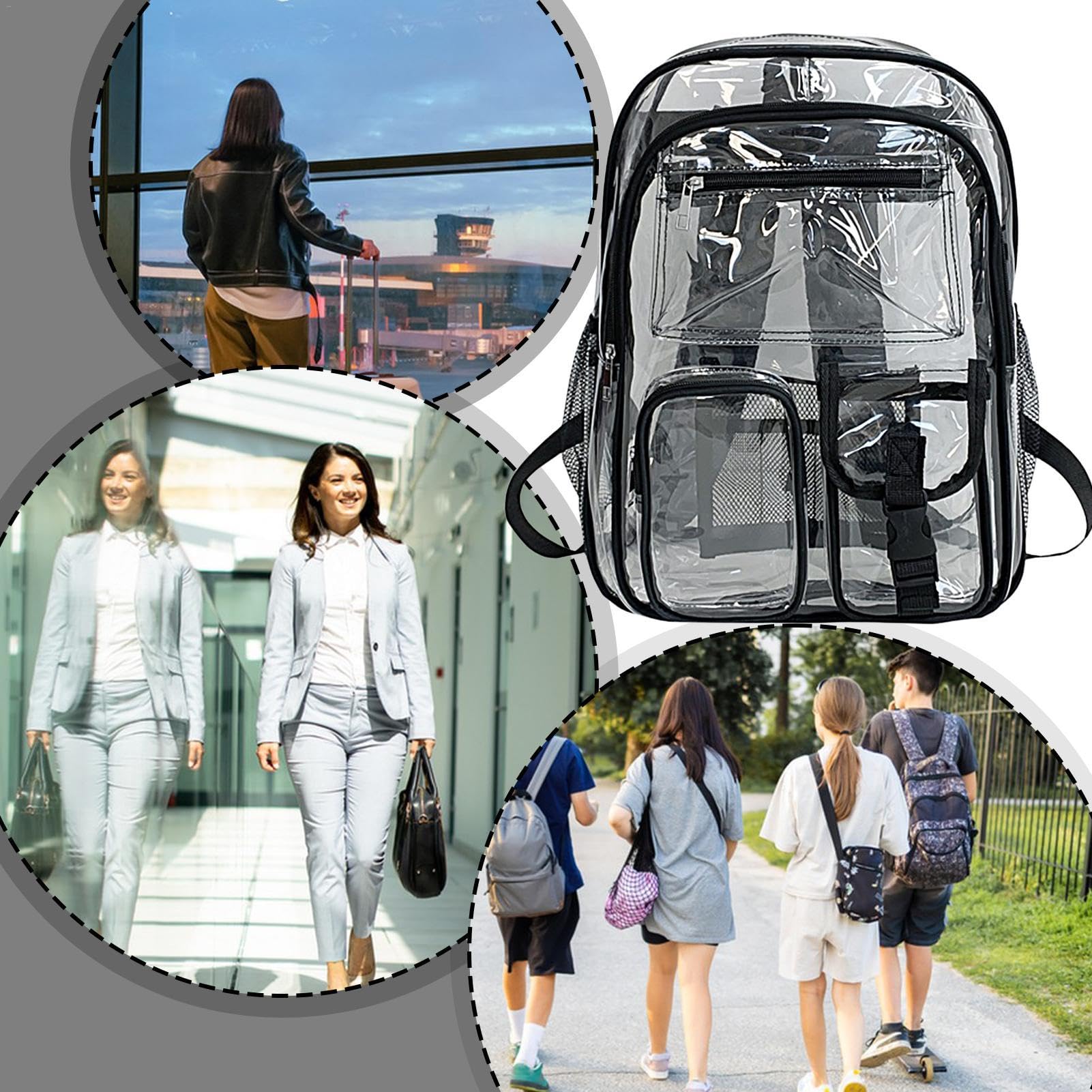 Zaino da uomo, zaino sportivo da uomo, zaino impermeabile, borsa da scuola trasparente, borse resistenti, zaini trasparenti, borsa per libri scolastici resistenti, borsa trasparente di grande