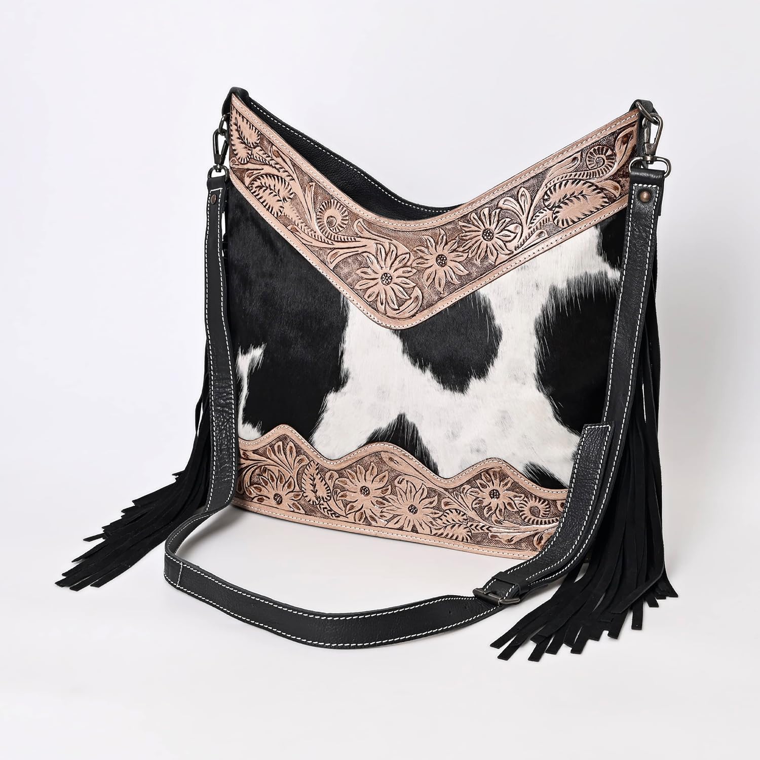 Leather Cross Body Bag Purse for Woman Sling Bag Cowhide Handmade Western Shoulder Bags With Adjustable Strap 12x14 in - Image 2