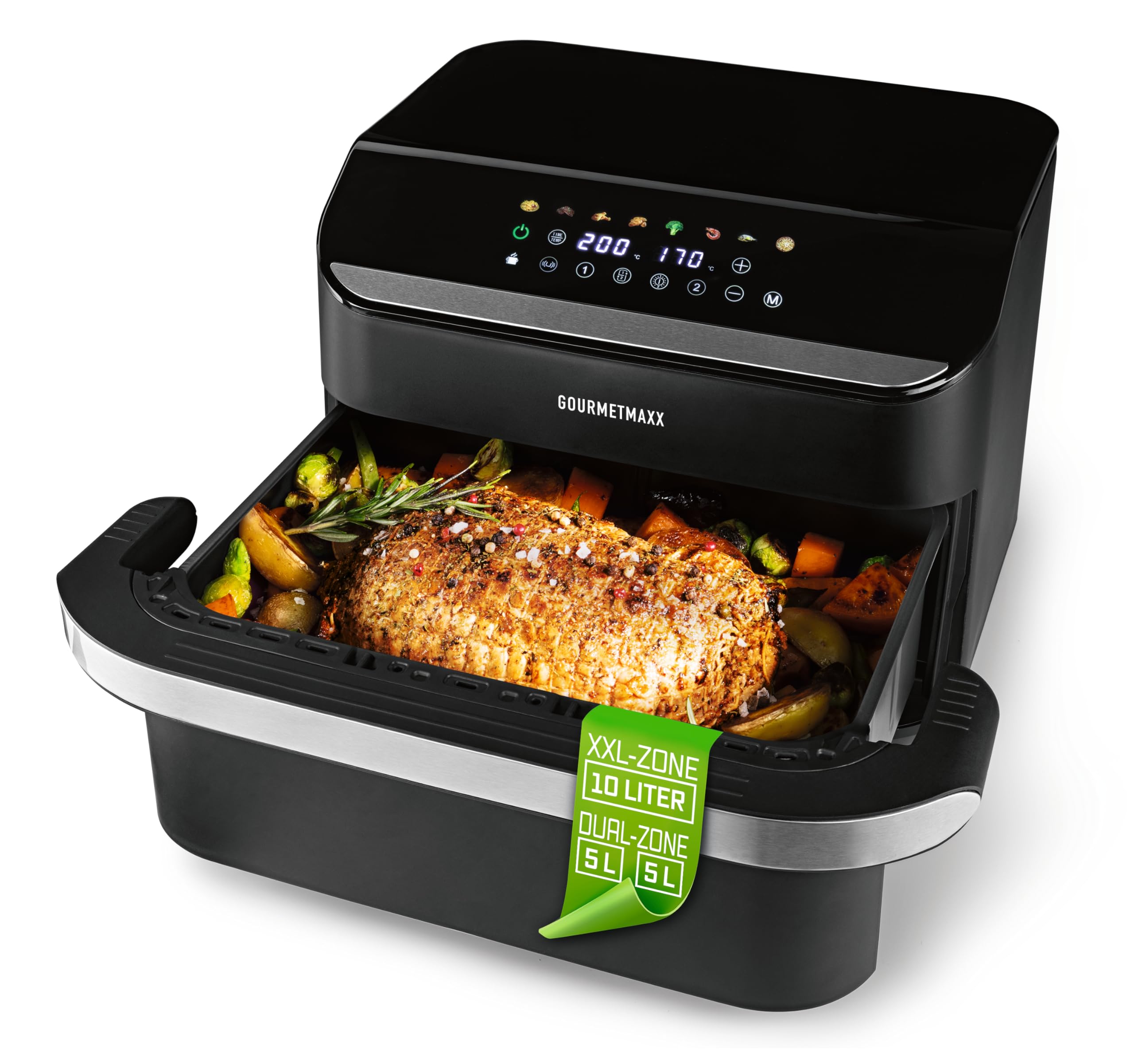 Airfryer Vario Chambre GOURMETmaxx 10L friteuse sans huile double bac tactile