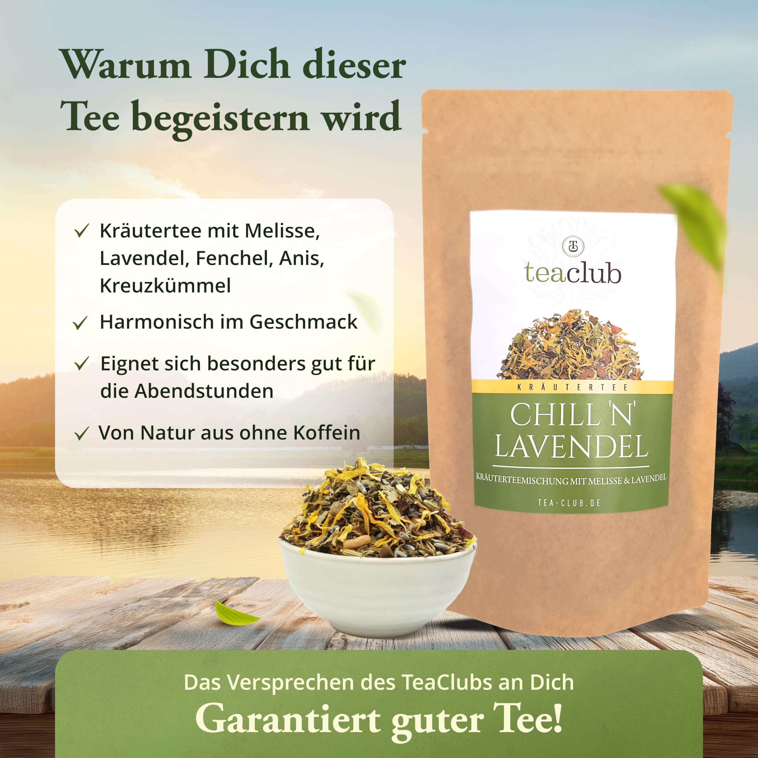 Chill N Lavendel 500g, mezcla de té de lavanda a granel, té de la tarde mezcla de té de hierbas con lavanda hinojo alcaravea anís, TeaClub Herbal Tea