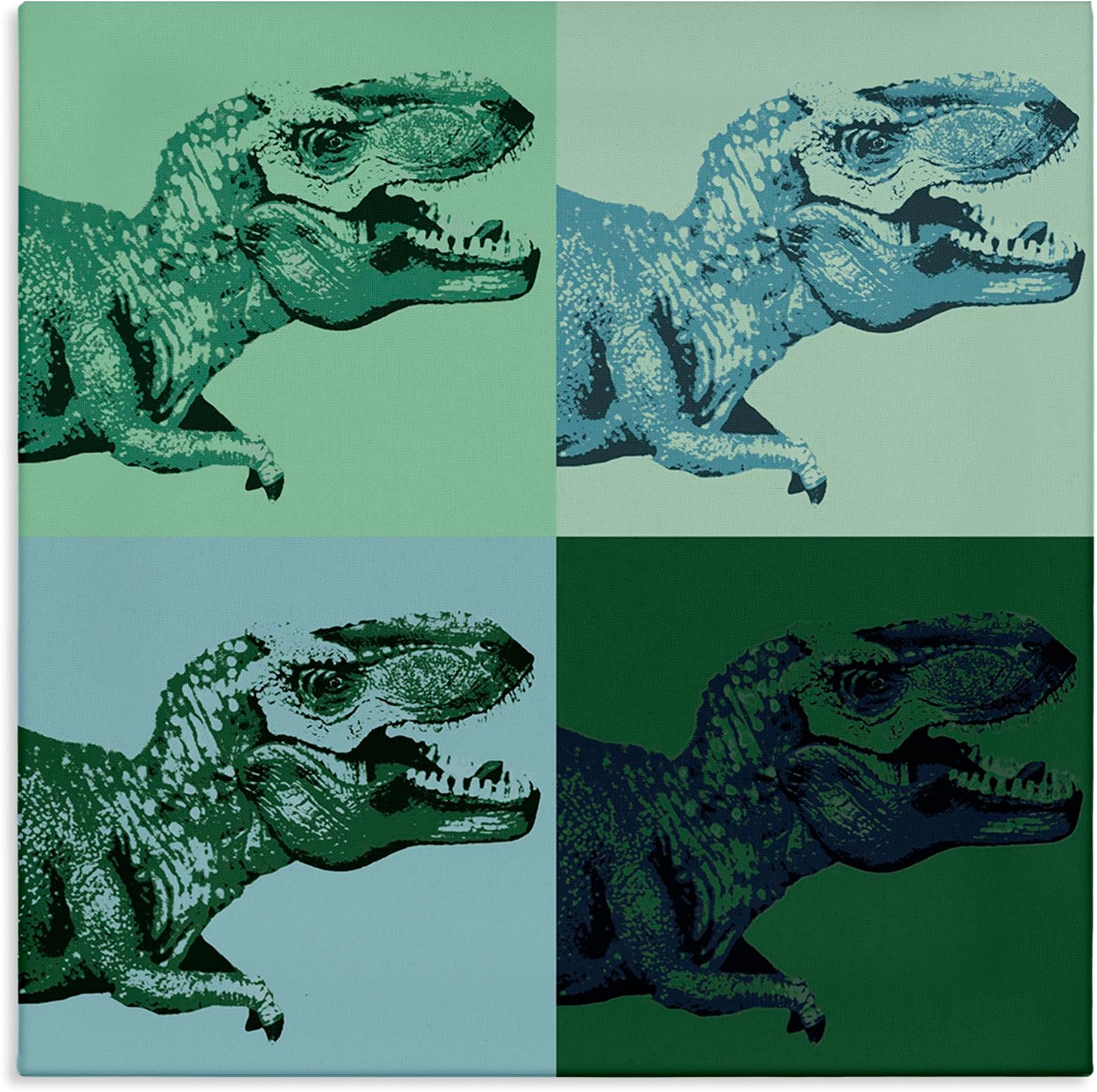 Roaring T-Rex Dinosaur Kids Vintage Pop Style Canvas Wall Art, Design By Daphne Polselli