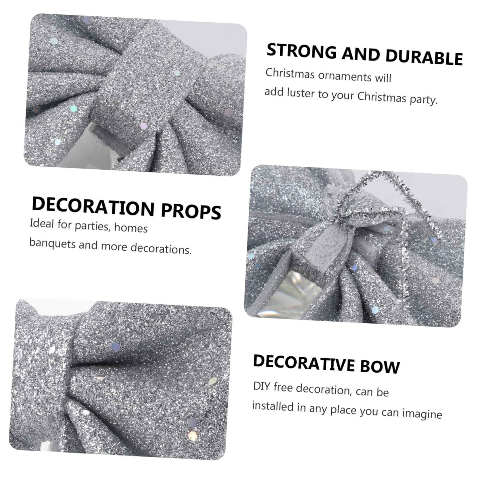 OUNONA 3piezas Lazo De Navidad Decorativo para Árbol Adorno Colgante De Organza Metálica para Fiestas y Celebraciones