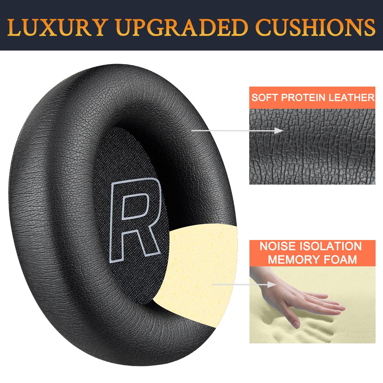 SOULWIT Earpads Replacement for HyperX Cloud Mix 2 β Dual Wireless Over-Ear Headphones, Ear Pads Cushions with Soft Protein Leather and High-Density Memory Foam - Black 4