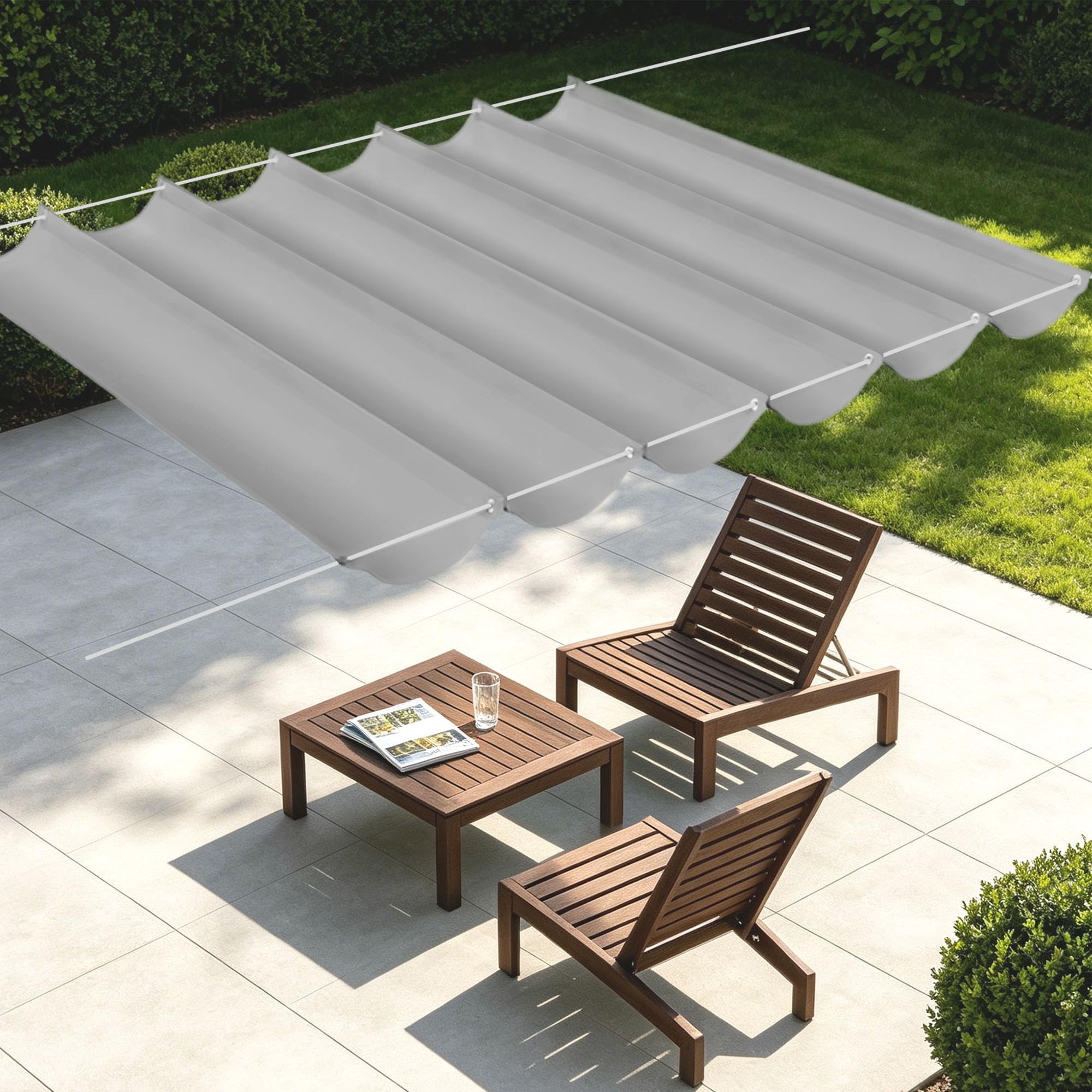 Toile d'ombrage rétractable gris clair 250x840 cm imperméable pour grand balcon