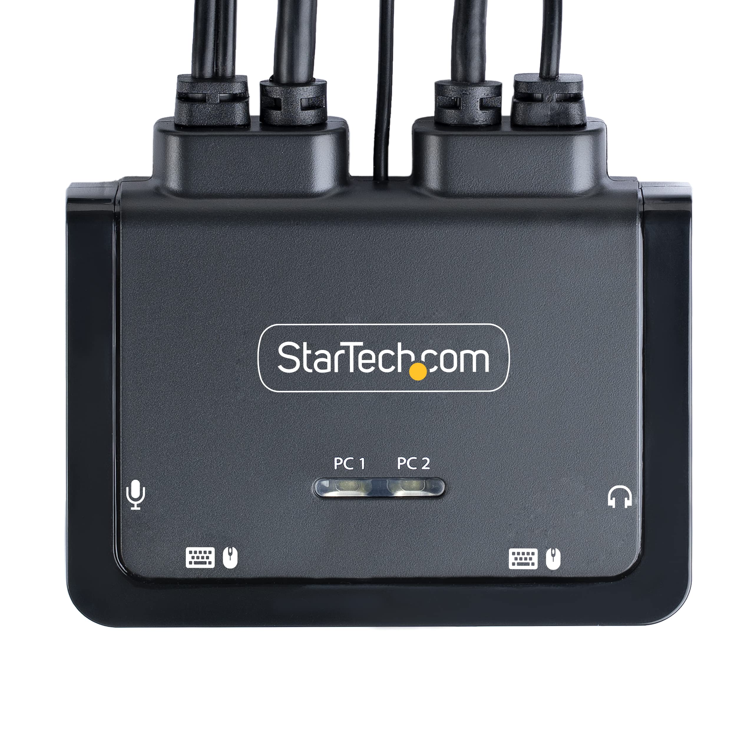 StarTech KVM USB-C e HDMI 2 Porte, 4K 60Hz, Alimentazione USB, Compatto | Commutazione Remota e Hotkey, Design Salvaspazio da Scrivania