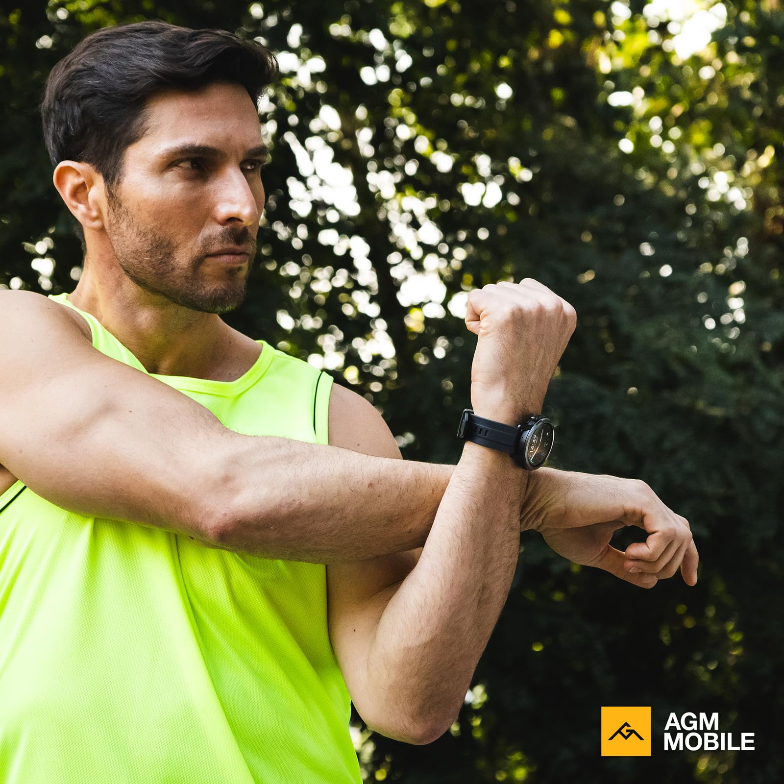 AGM Legion - Orologio intelligente da uomo, impermeabile fino a 5 ATM, antiurto e a prova di caduta, oltre 100 modalità sportive, chiamate Bluetooth, bussola, barometro e altimetro, display AMOLED da