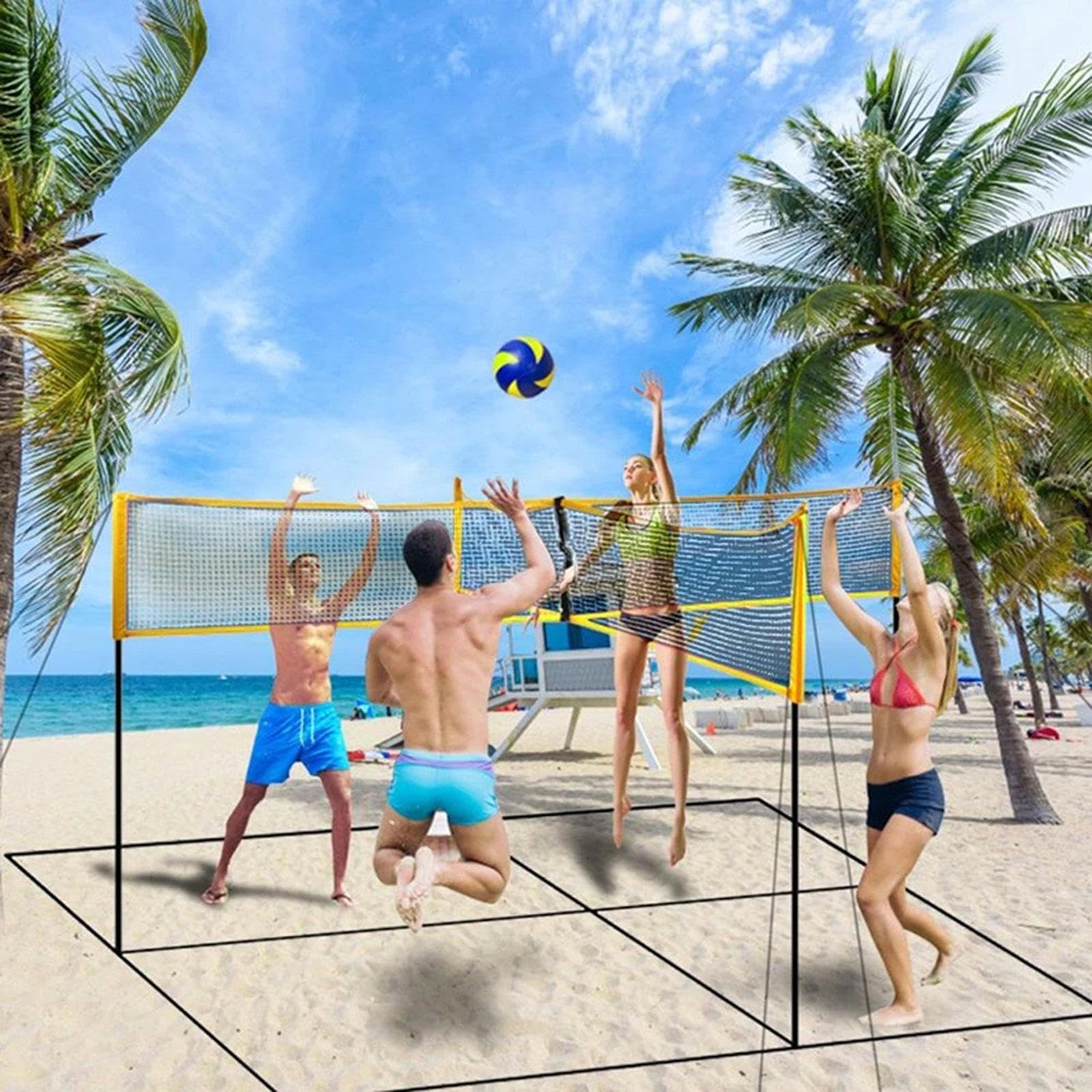 Set di rete da beach volley, regolabile in altezza, portatile, per tennis | junior, set per sport e pallavolo, giochi all'aperto, cortile, spiaggia, , in famiglia