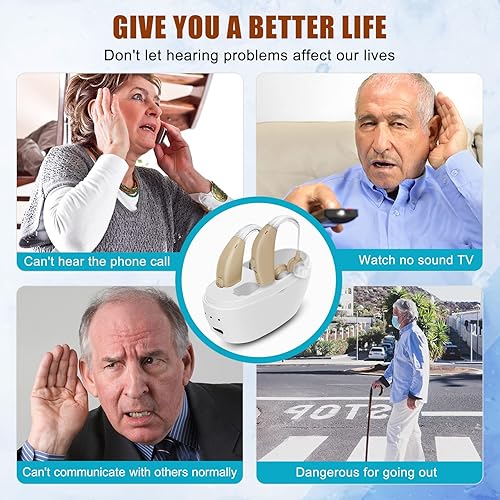 Miniatura 5 de GINSER Amplificadores auditivos para personas mayores, audífonos recargables con cancelación de ruido para adultos, pérdida auditiva digital,