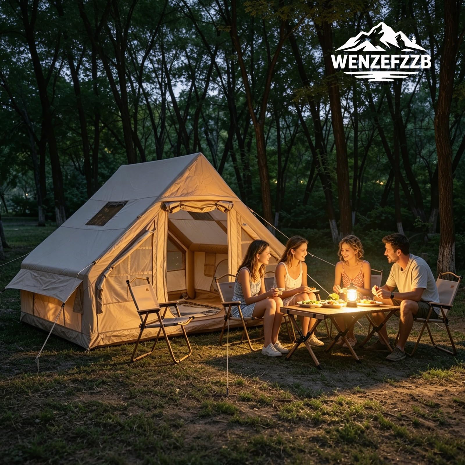 Aufblasbare Campingzelte Mit Handpumpe, Luftglamping-Zelte, Einfach Aufzubauen, Wasserdicht & Winddichte 4-Jahreszeiten-Oxford-Kabinenzelte.