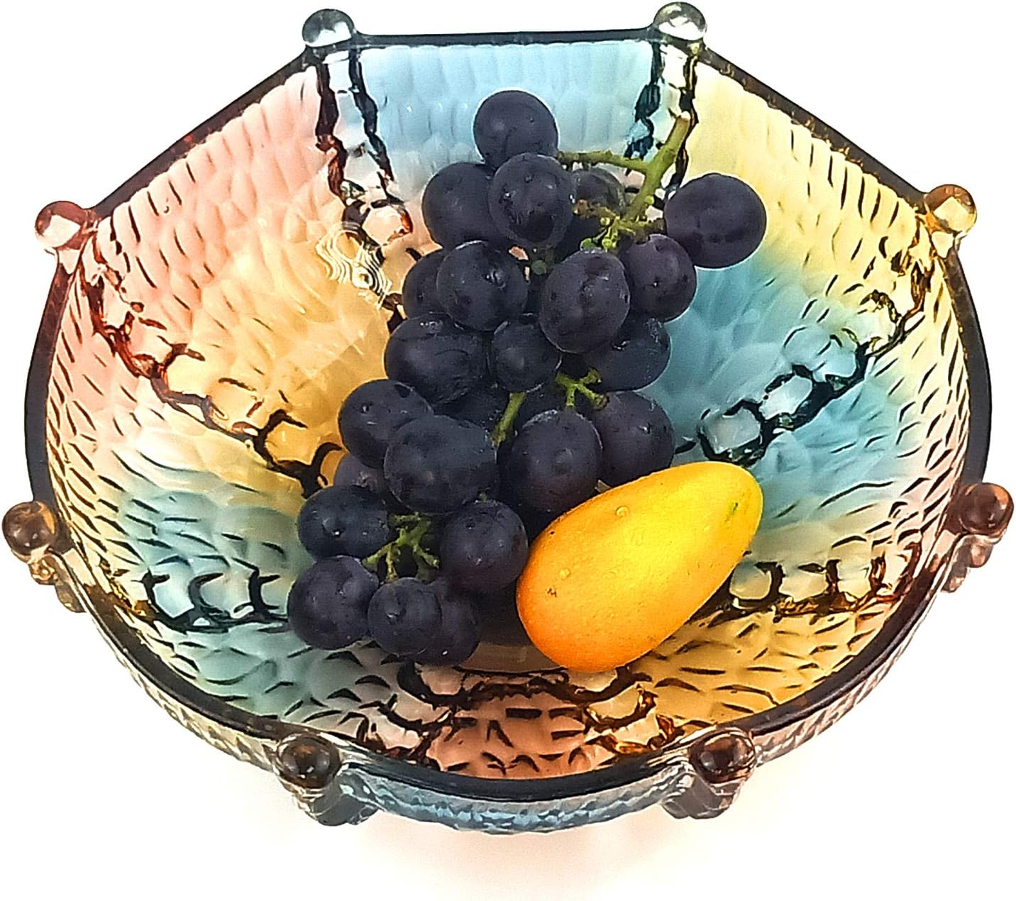 EWEIGEER 10.7-inch High-Grade Crystal Glass Colorful Fruit Candy Snack Bowl,Art Glass Bowl Flower-shaped,Cool Design: Home & Kitchen