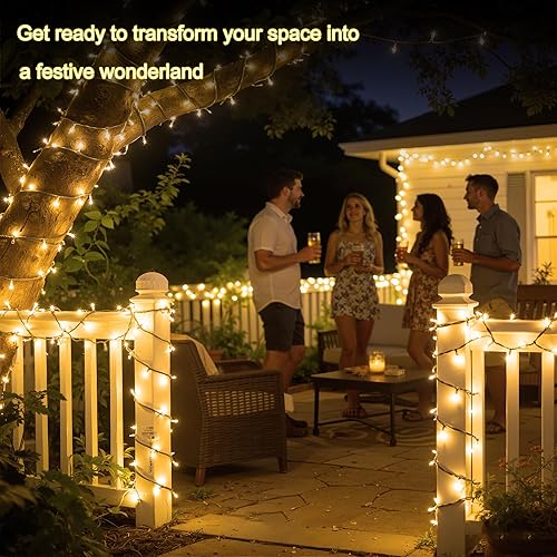 Miniatura 3 de 1500 luces LED de Navidad para uso al aire libre, 470 pies, 12 modos, luces de cadena LED blancas cálidas con temporizador regulable, luces de