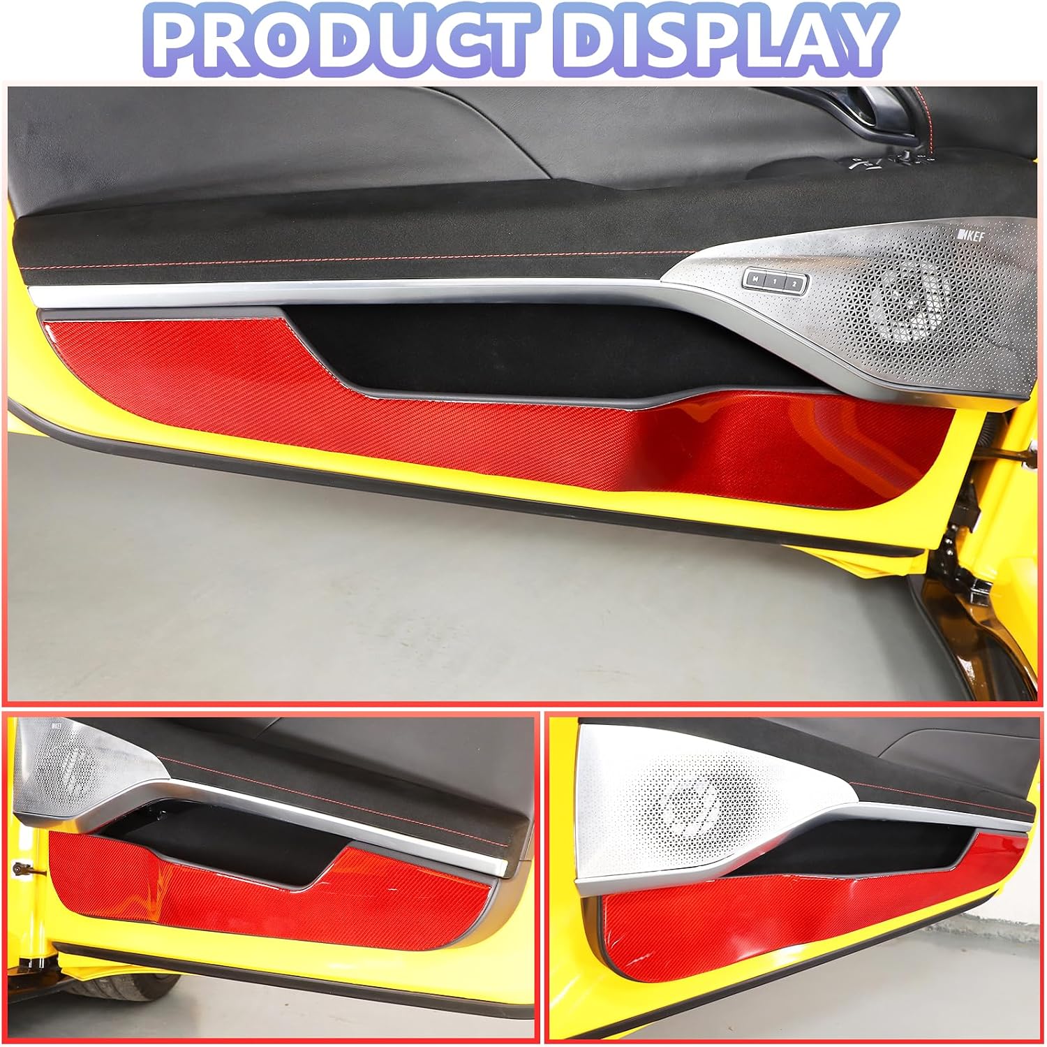 Car Door Anti Kick Mat Compatible with Lotus Emria 2021-2023,Soft Carbon Fiber Car Door Anti Collision Pad 2PCS,Interior Door Panel Protector Bezel Panel Trim Accessories (Red Carbon)