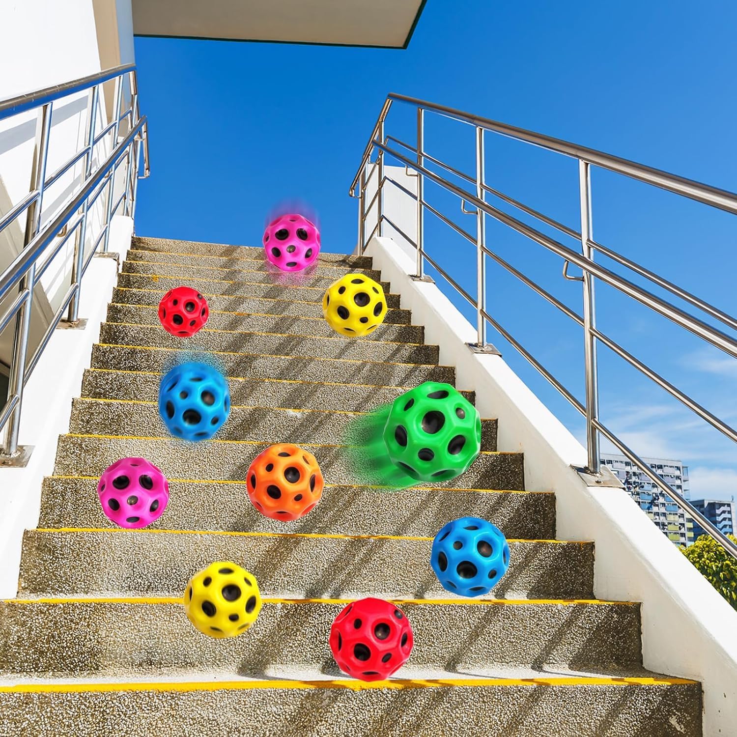 KACHKIT Crazy Bounce Moon Ball for Kids, Soft Rubber High Bouncing Ball, Anti-Stress Bouncing Ball for Adults, Sports Training & Children's Sensory Ball,(Pcs -2 ; Multicolour). 4