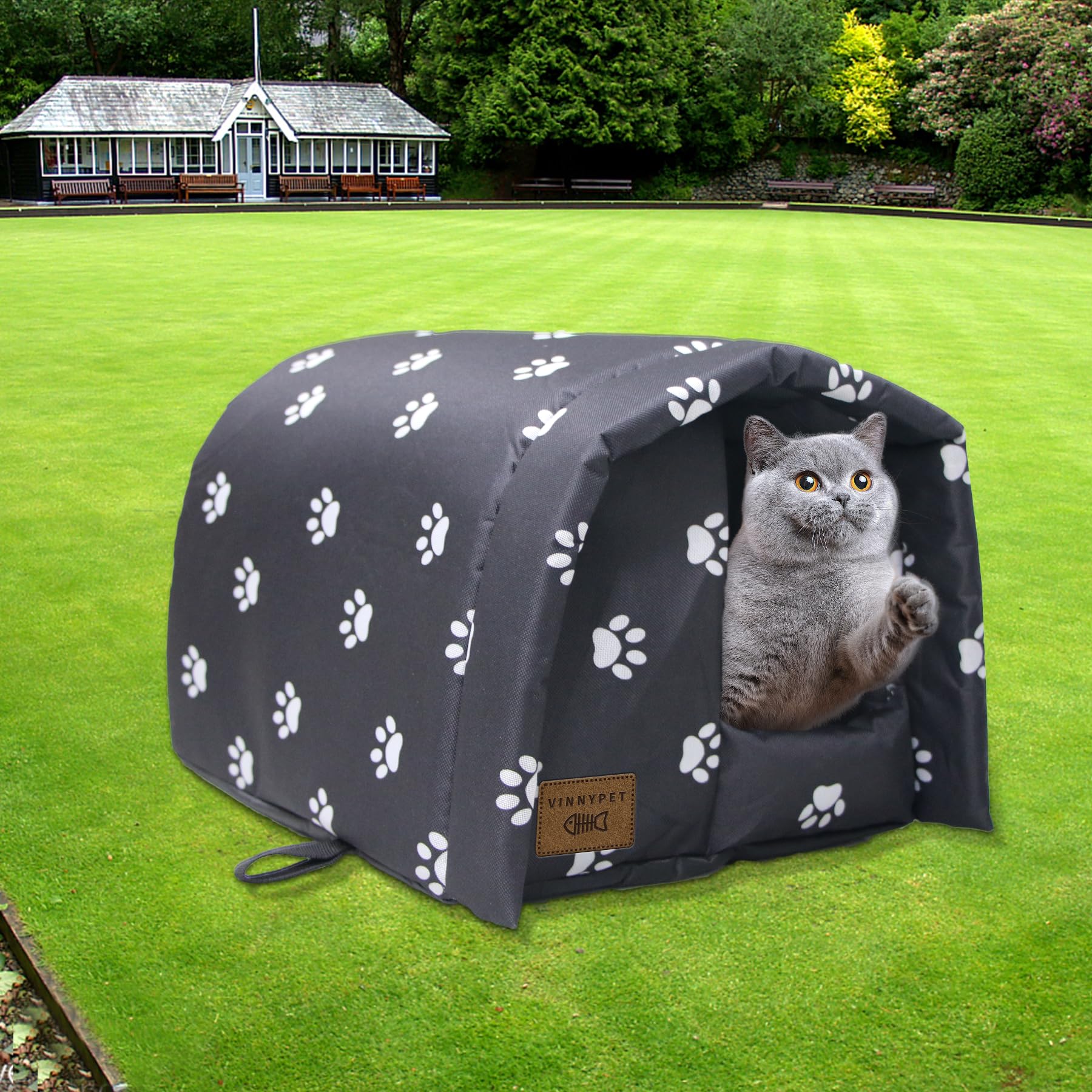 Casetta Per Gatti Esterna Vinnypet – Impermeabile, Con Cuscino Rimovibile E Picchetti, Per Cani E Gatti (taglia S 42x31x28 Cm)