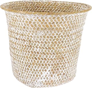 BUGUUYO Cesta de armazenamento de palha, decoração de cacto, cesta rústica, decoração de mesa, canudo, vasos de flores de ratã, cesta de flores tecidas, cesta de armazenamento de algas marinhas, estilo pastoral, cesta para casa