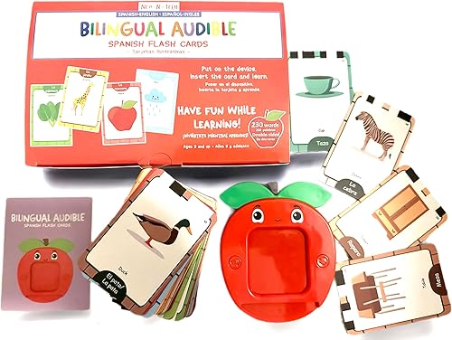 Tarjetas audibles en español para niños, bilingüe para niños pequeños, sensorial, regalos, frutas, colores, formas, inglés, hablar para preescolar,