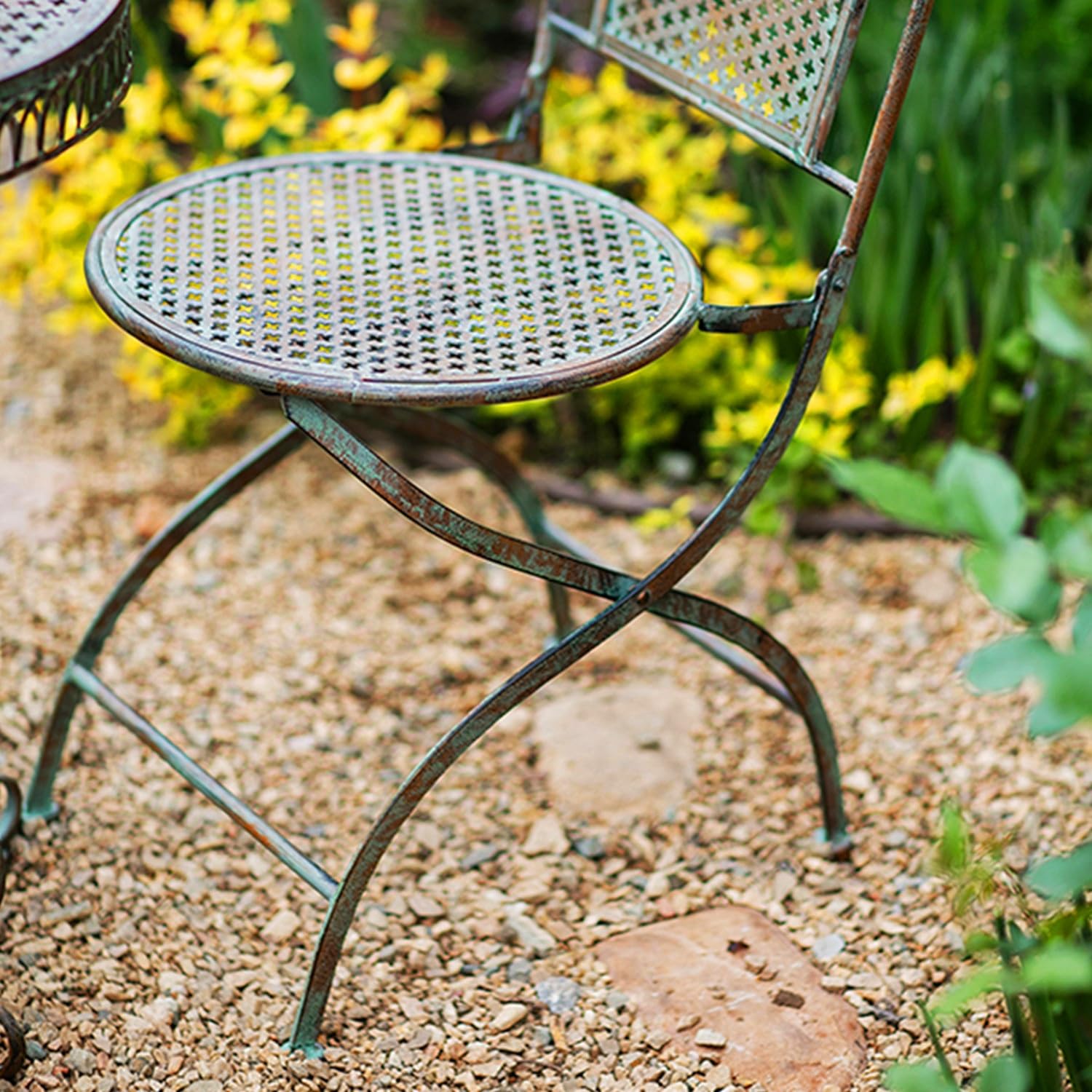 Tavolino rotondo in metallo per esterni, impermeabile, antiruggine, per patio, balcone, cortile e portico, ideale per interni ed esterni, per sedie da giardino