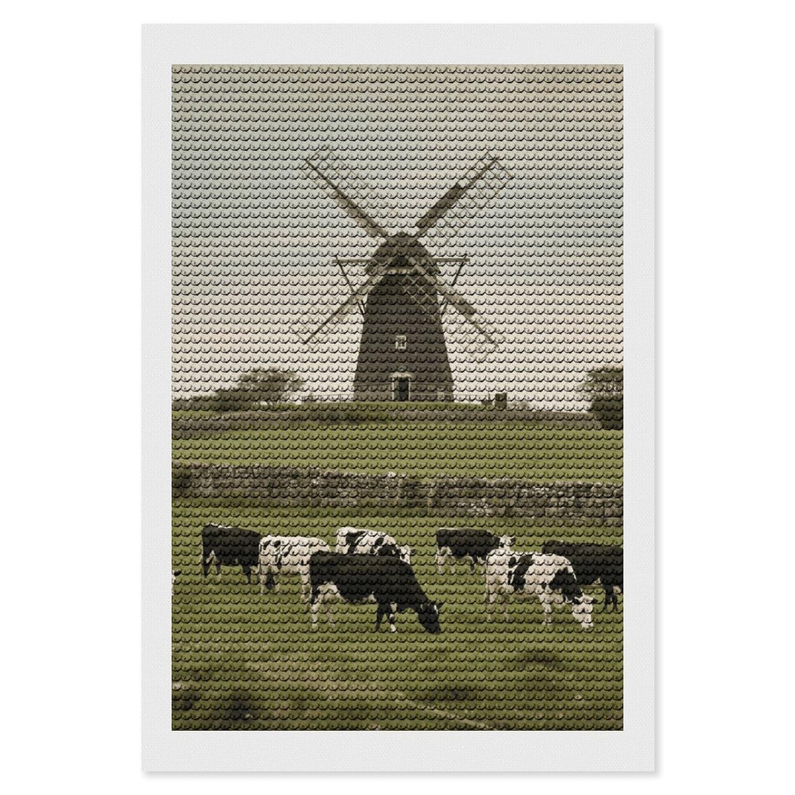 DWVTSLH Retro Cow Diamond Painting Kits for Adults, Personalized Diamond Photo Art Full Drill, DIY 5D Diamond Art Painting Kits for Beginners, Home Wall Decor 8"x12"