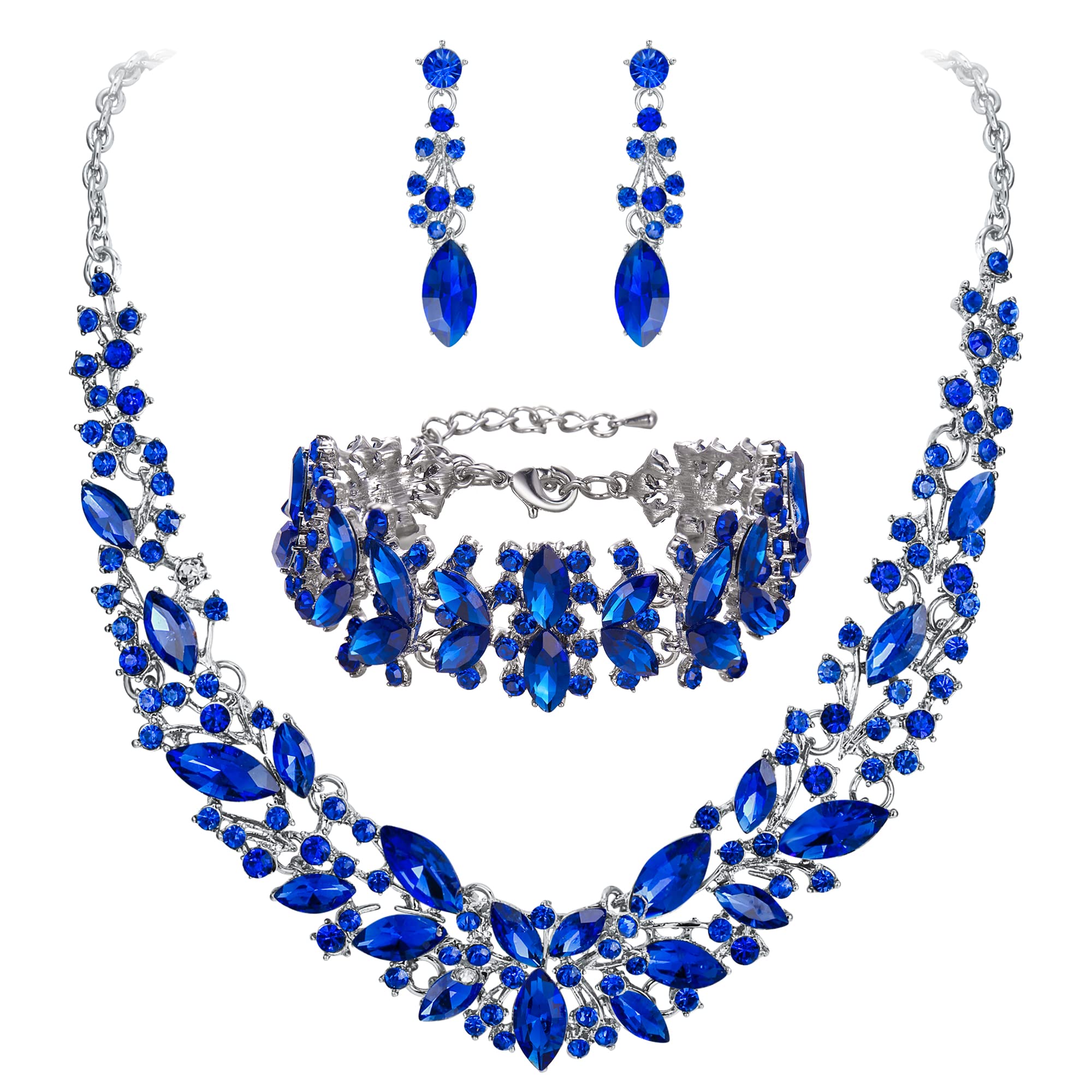 Clearine Juegos de Joyas de Mujer Cristal Lágrimas Encaje Collar y Pendientes para Novia Boda Fiesta