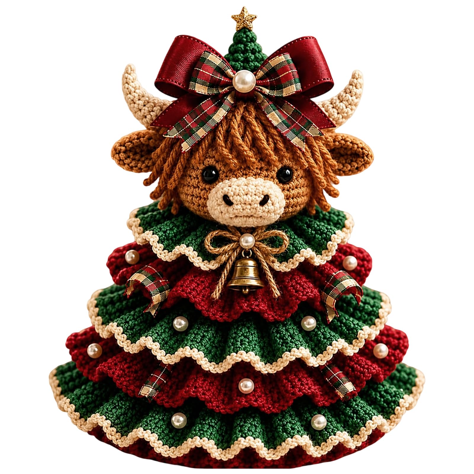 Mavejoyt Christmas Tree DIY Crochet Kit, Highland Cow Handmade Craft Set