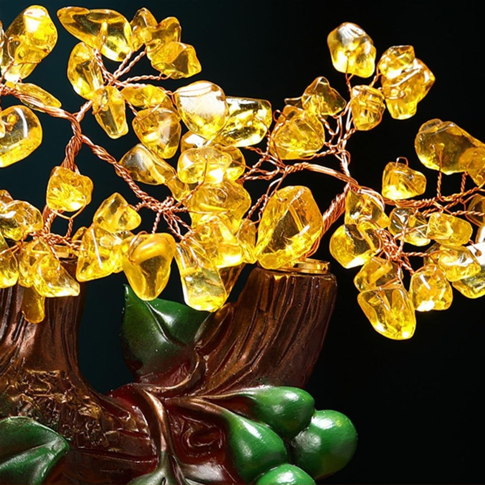 Albero della vita di cristallo ﻿ Albero della fortuna di cristallo giallo Zucca dei soldi Bonsai Decorazione in stile for e ricchezza Regalo inaugurazione casa(Gold,Piccolo)