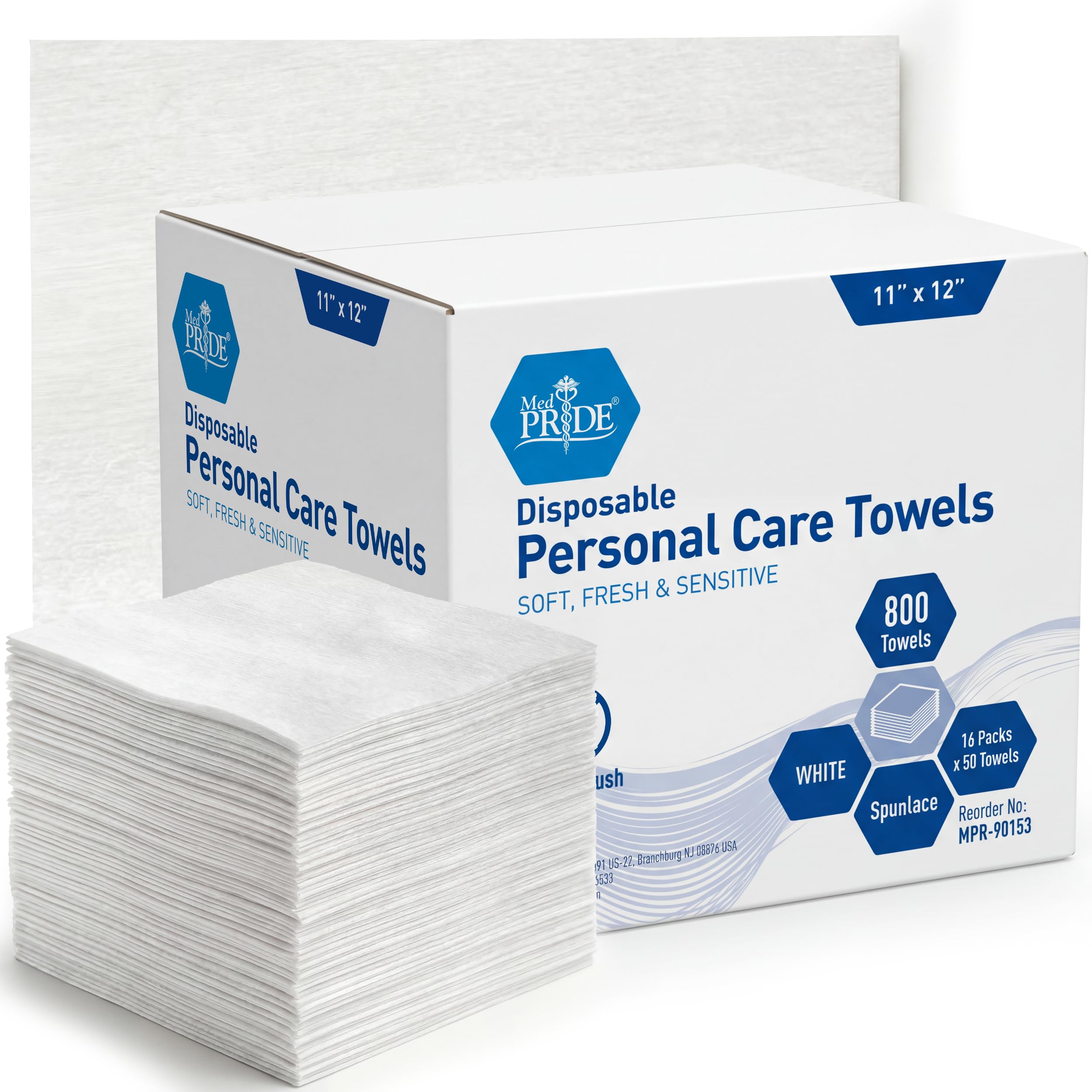 MED PRIDE Disposable Dry Wipes for Adults, Hospital Grade Washcloths, Soft and Absorbent, Ideal for Incontinence Care, 800 Count, 11in X 12in