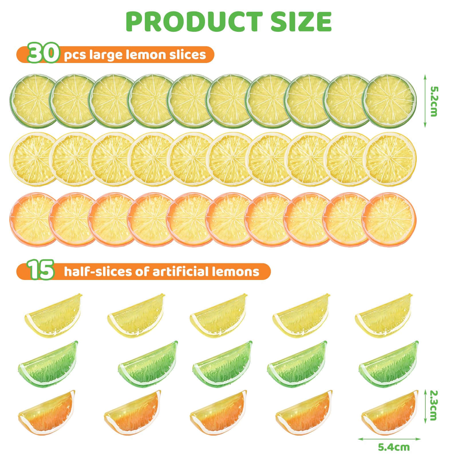 Set De 45 Piezas De Decoración con Limones Artificiales, Rodajas Y Cubos De Limón, Adorno para Mesa De Verano, Decoración para Cocina Y Jarrón, Manualidades DIY