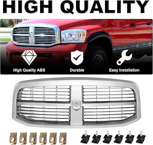 Miniatura 4 de Rejilla para Dodge Ram 150025003500 2006 2007 2008 2009 Dodge Ram 150025003500 Dodge Ram (cromado)