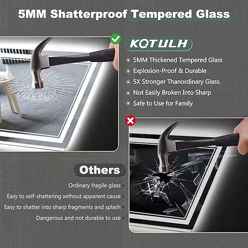 Miniatura 7 de Espejo de baño LED con luces 24 x 32 pulgadas, grandes espejos iluminados para montar en la pared, sin niebla, antiniebla, regulable, función de