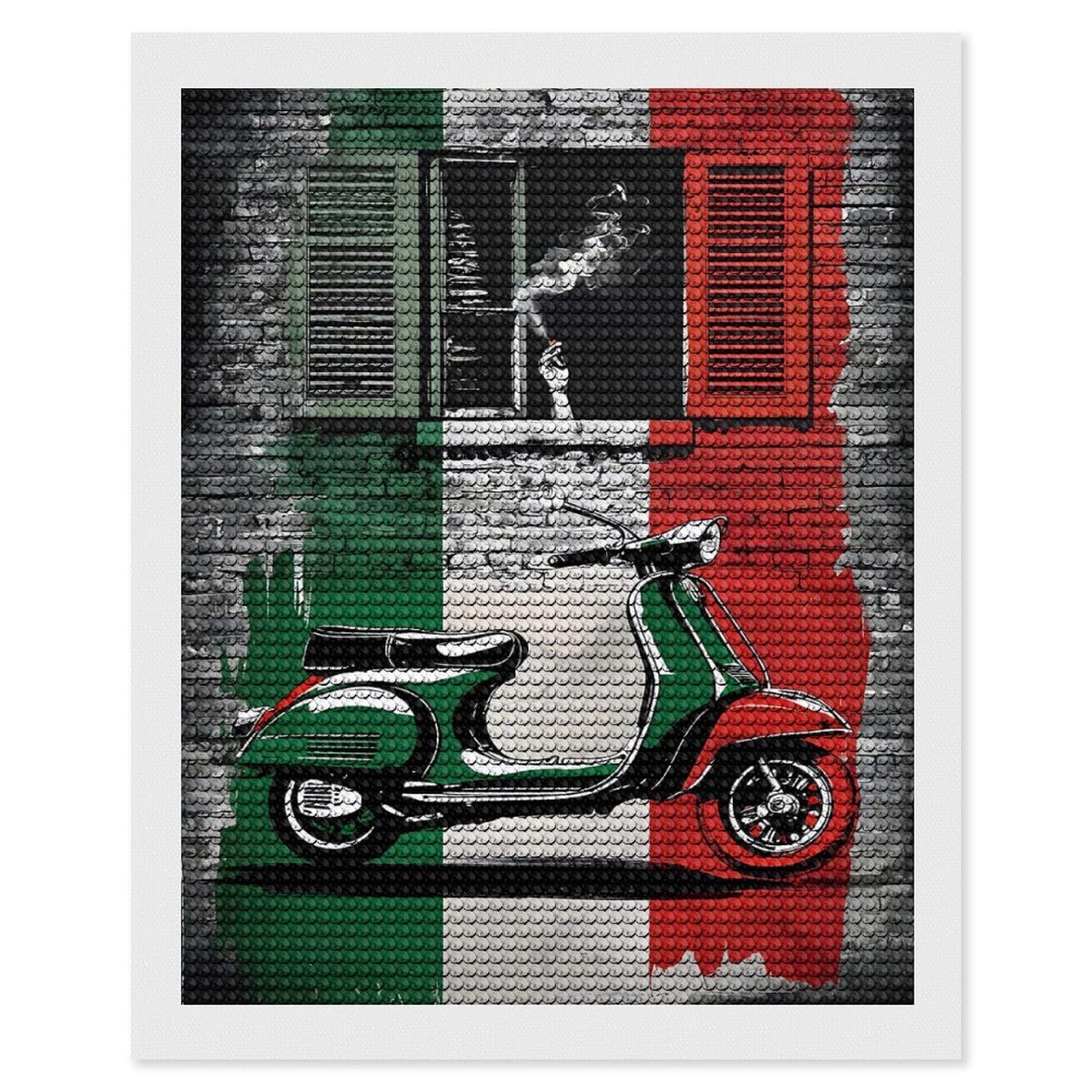 Junmoney Italian Art Round Drill Diamond Painting 16"x20", for Craft Lovers, Stress Relief Craft, Bedroom Decor, Festive Craft Gift