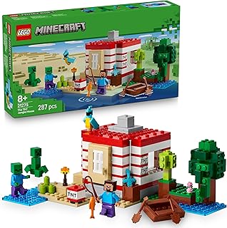 LEGO Minecraft La Maison en TNT de la Jungle - Jouet Interactif avec Maquette de Bateau, Figurines de Steve, d'un Creeper & Zombie - Fonction TNT - Cadeau pour Gamer, Fille ou Garçon dès 8 Ans 21275