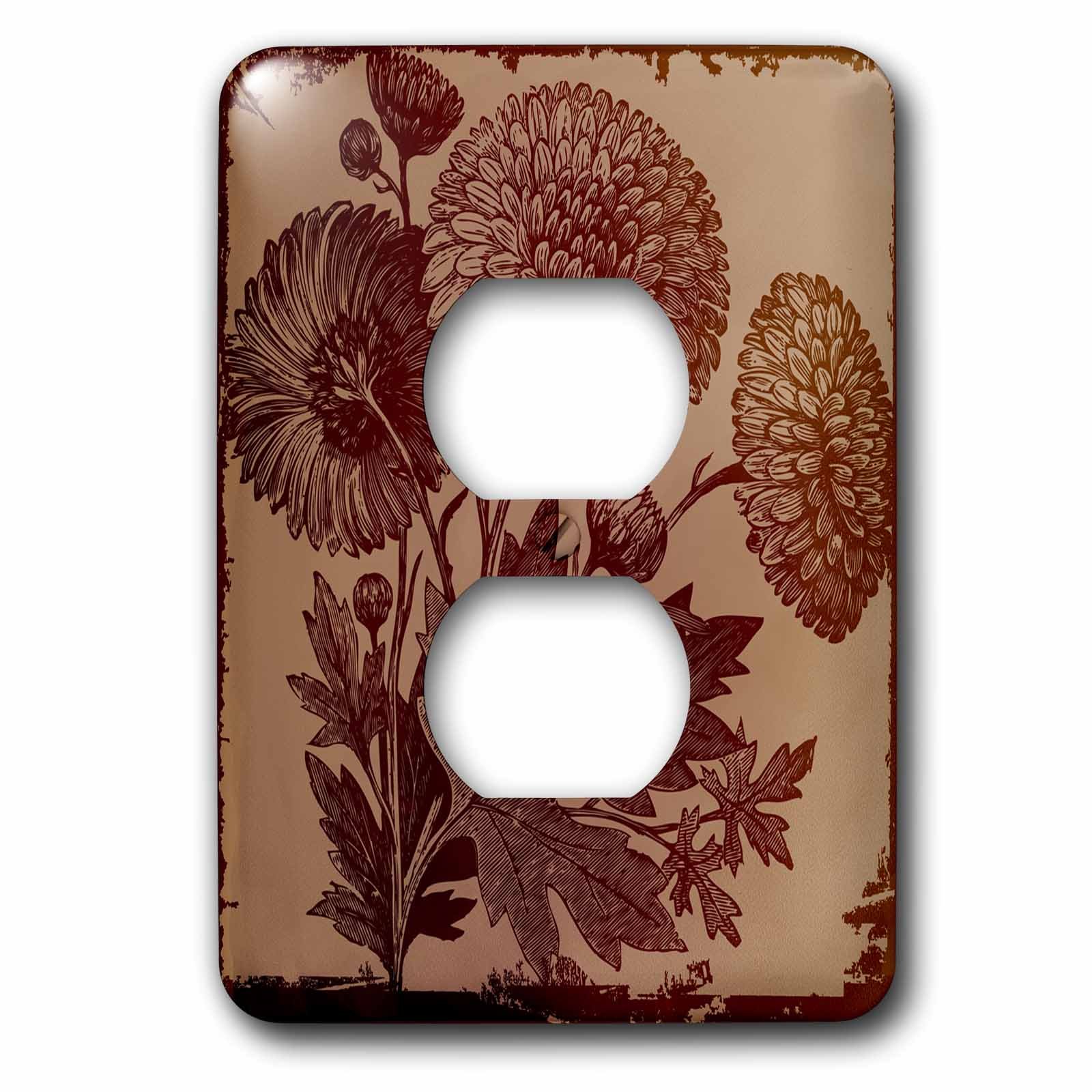 Trois grandes fleurs brunes plaque murale au design floral marron élégant