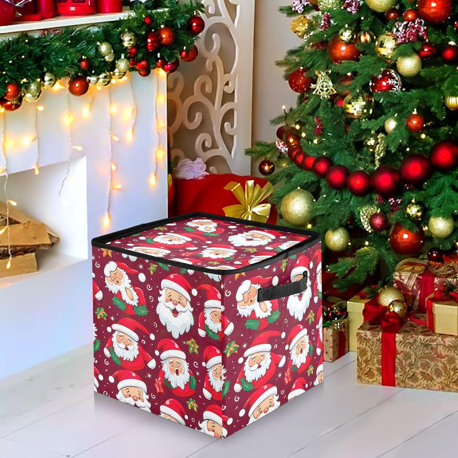 Christmas Santa Claus Christmas Ornament Storage Box for Next Season Holiday Decorations Storage Container with Adjustable Dividers & Lid Xmas Figurine Container for Organizing Decor Ornaments Balls