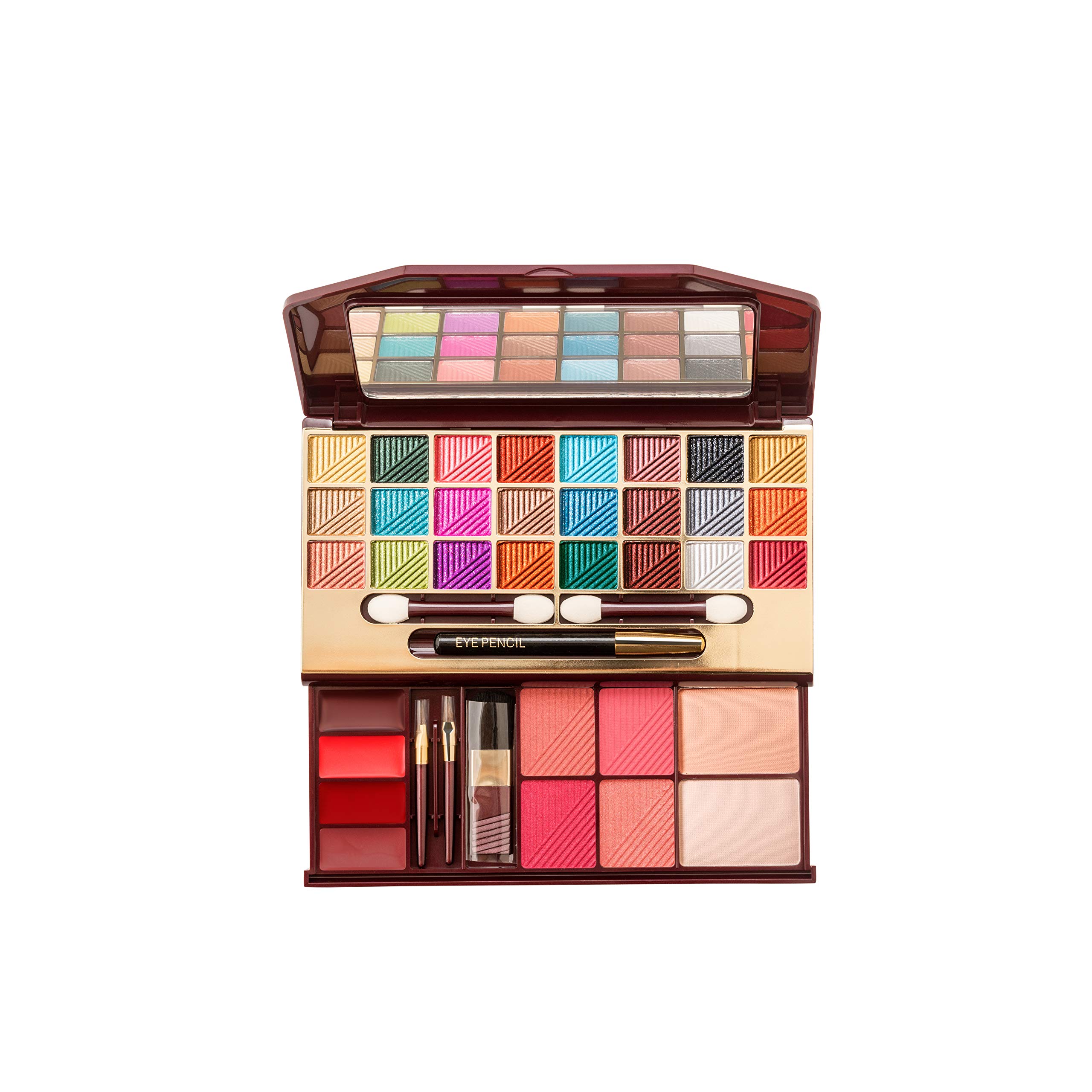 MaxTouch Professional All In One Makeup Palette Kit 24 Colors Eyeshadow Palette With, Blusher, Powder Cake, Lipgloss, Black Eye Pencil and Brush Kit Makeup Kit (2016)-image-0