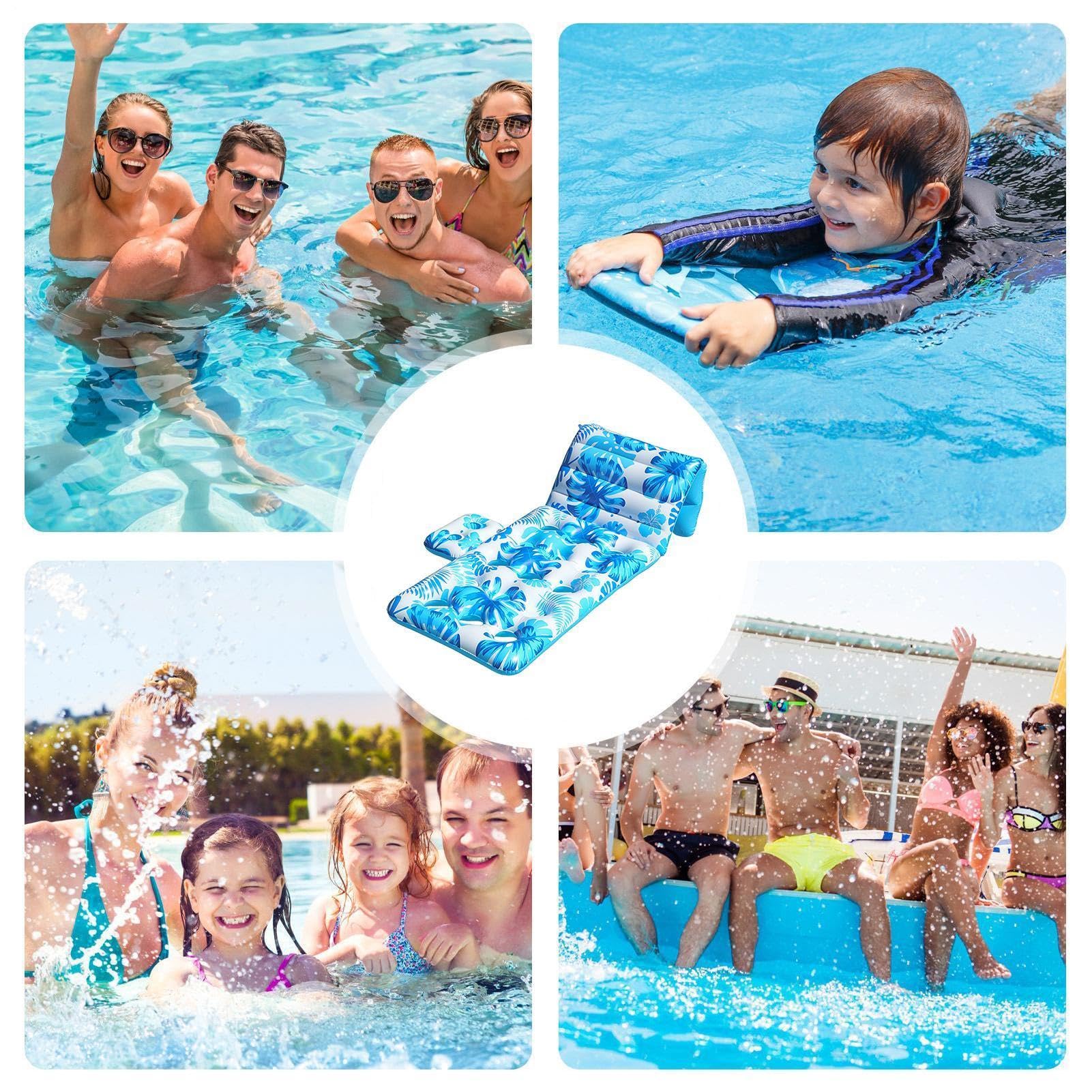 Flotadores de Piscina para Adultos Sillón Hinchable para Piscina | Hamaca Flotante para Piscina Para Río Playa Verano Viaje Vacaciones Campamento Bronceado