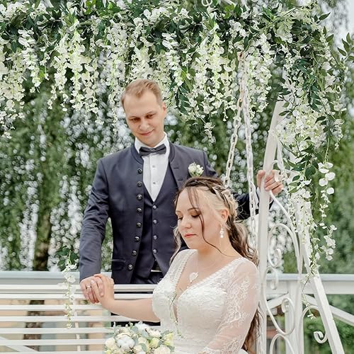 Miniatura 3 de Guirnalda de glicinias artificiales de 7.2 pies, guirnalda de glicinia artificial para colgar en la vid, para el hogar, jardín, al aire libre, boda,