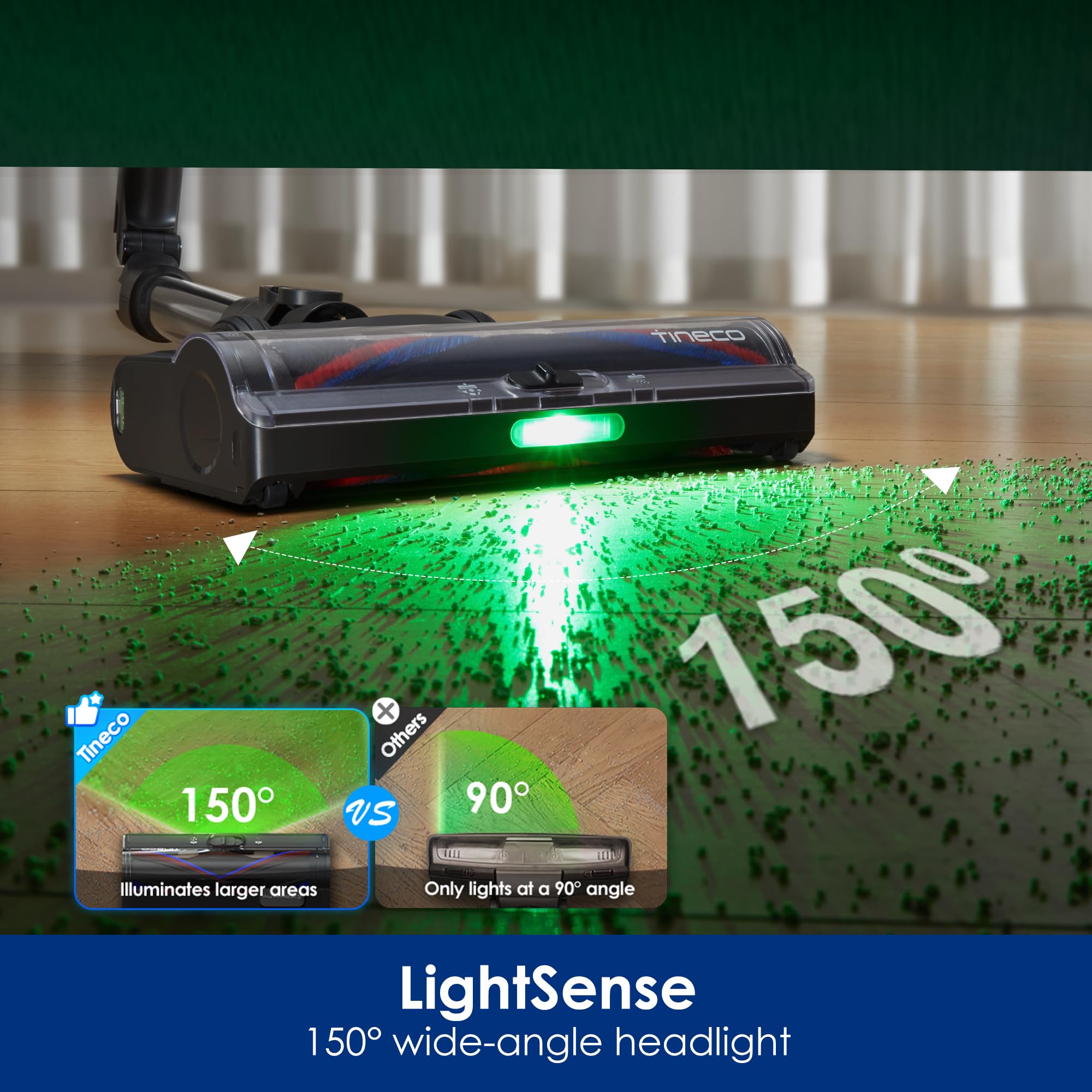 Tineco PURE ONE S70 Odkurzacz bezprzewodowy, mocne ssanie 200 AW, ulepszony system czyszczenia 3DSense Pro, inteligentny system czyszczenia, ulepszone komórki kieszonkowe