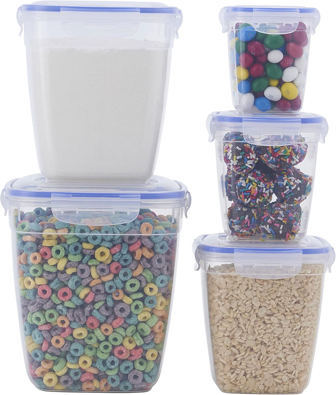 Superio Sealed Plastic Food Storage Container - Airtight, Leakproof Meal Prep Containers with Easy Snap Lid- Microwave and Freezer Safe- Square