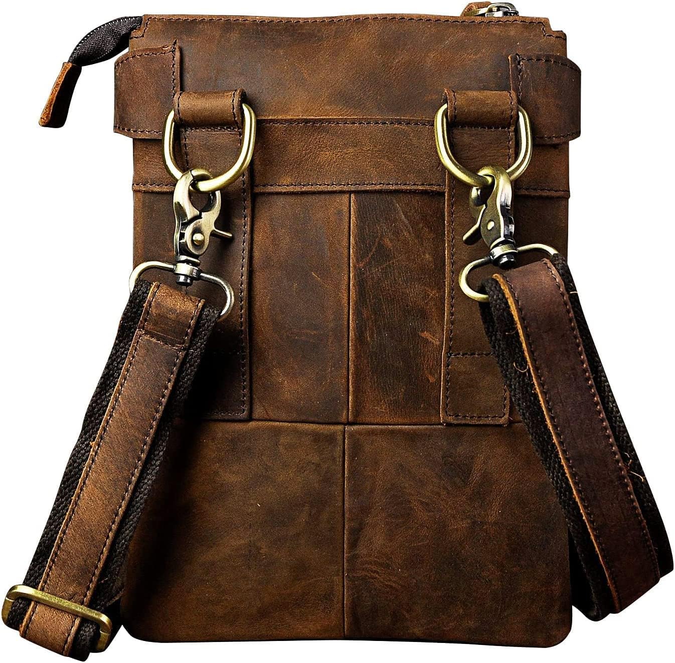 Le'aokuu Mens Genuine Leather Fanny Small Messenger Shoulder Satchel Waist Bag Pack 8711 - Image 2