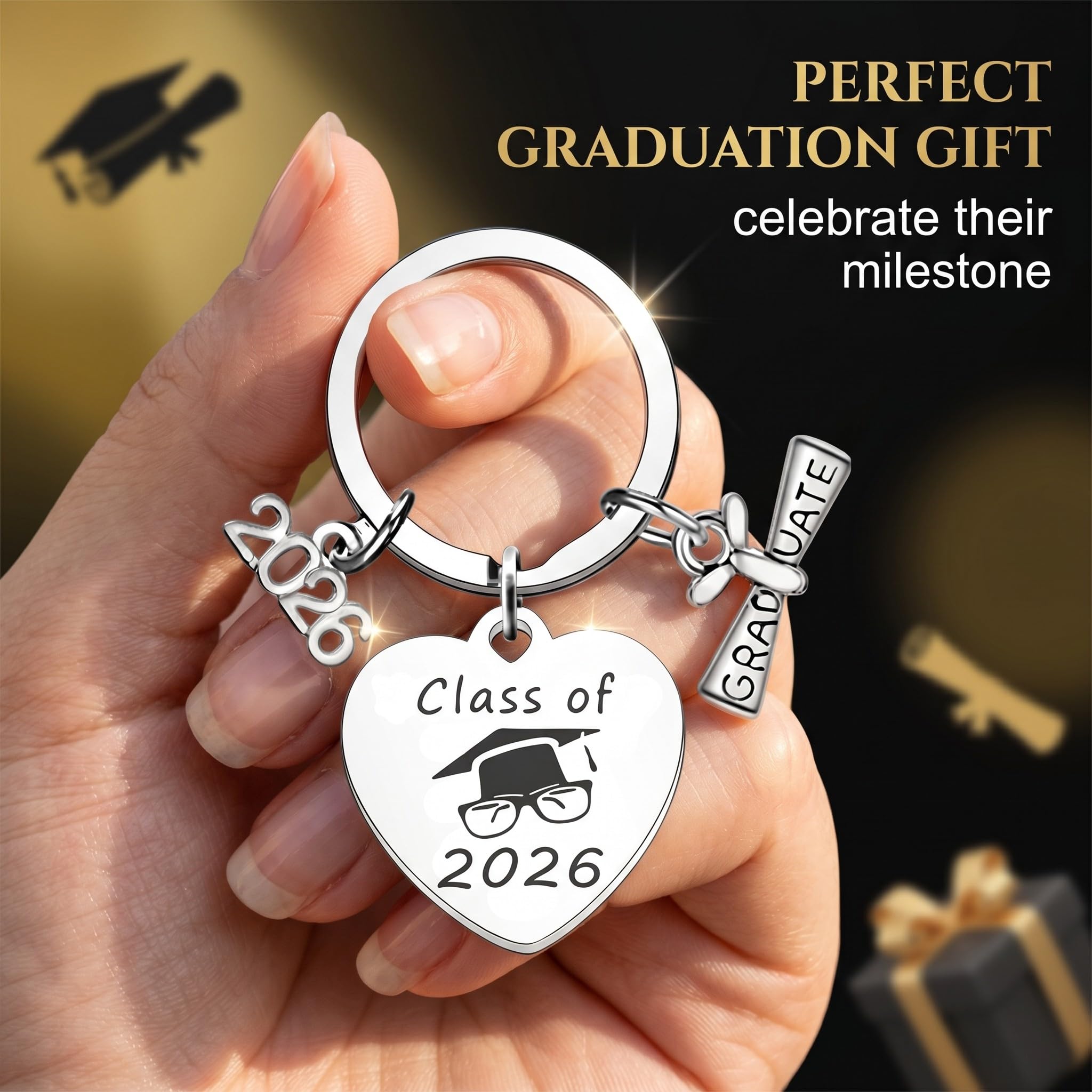 Portachiavi Laurea 2026 In Acciaio Inox, Regalo Originale Per Compagni Di Classe E Amici, Souvenir Cerimonia - 5