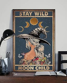Eeypy Stay Wild Moon Child Poster Witch Poster Hippie Witch Witchcraft Art Love Witch Poster Witch Hippie Poster Witch Gift Metal Tin Signs Plaque Art Wall Decor Gift 8x12 Inch