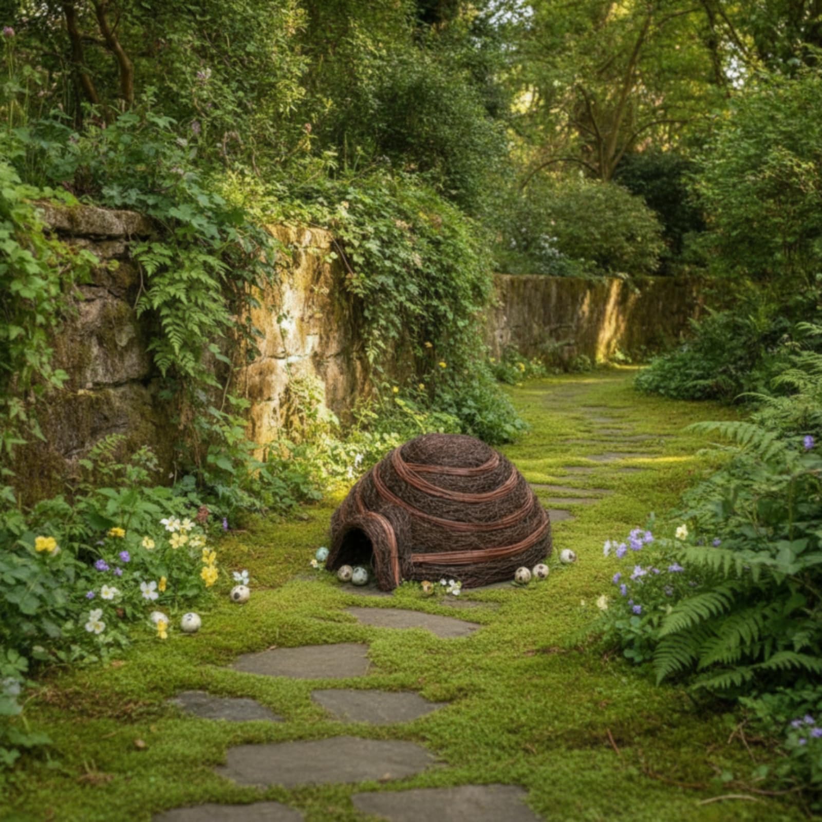 Vogelhaus Geflochten Vogelhaus mit Bogenöffnung Naturnah Nisthöhle für Fotoshooting