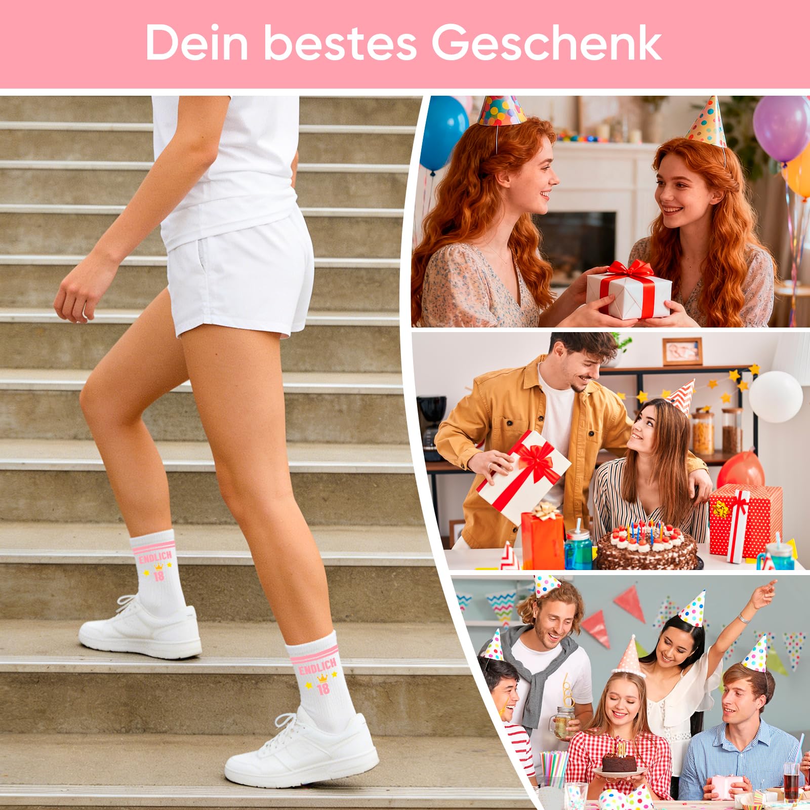 Scinzene 18 chaussettes d'anniversaire pour filles, 18 ans, cadeau d'anniversaire pour fille