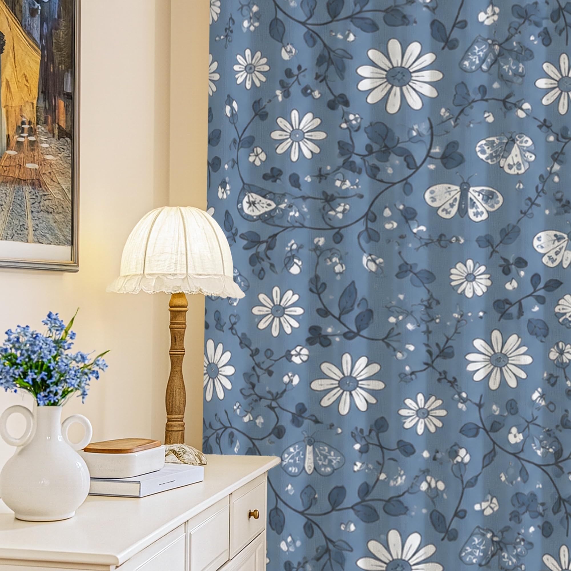 Rideaux occultants bleu 132x241 cm pour chambre