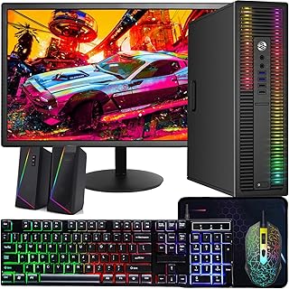 HP ProDesk Desktop RGB Lights Computer Intel Core i5 4570 3.2 GHz 8GB RAM 256GB SSD, 22 Inch Monitor, Gaming Speaker, Win 10 Pro, WiFi (Renewed)