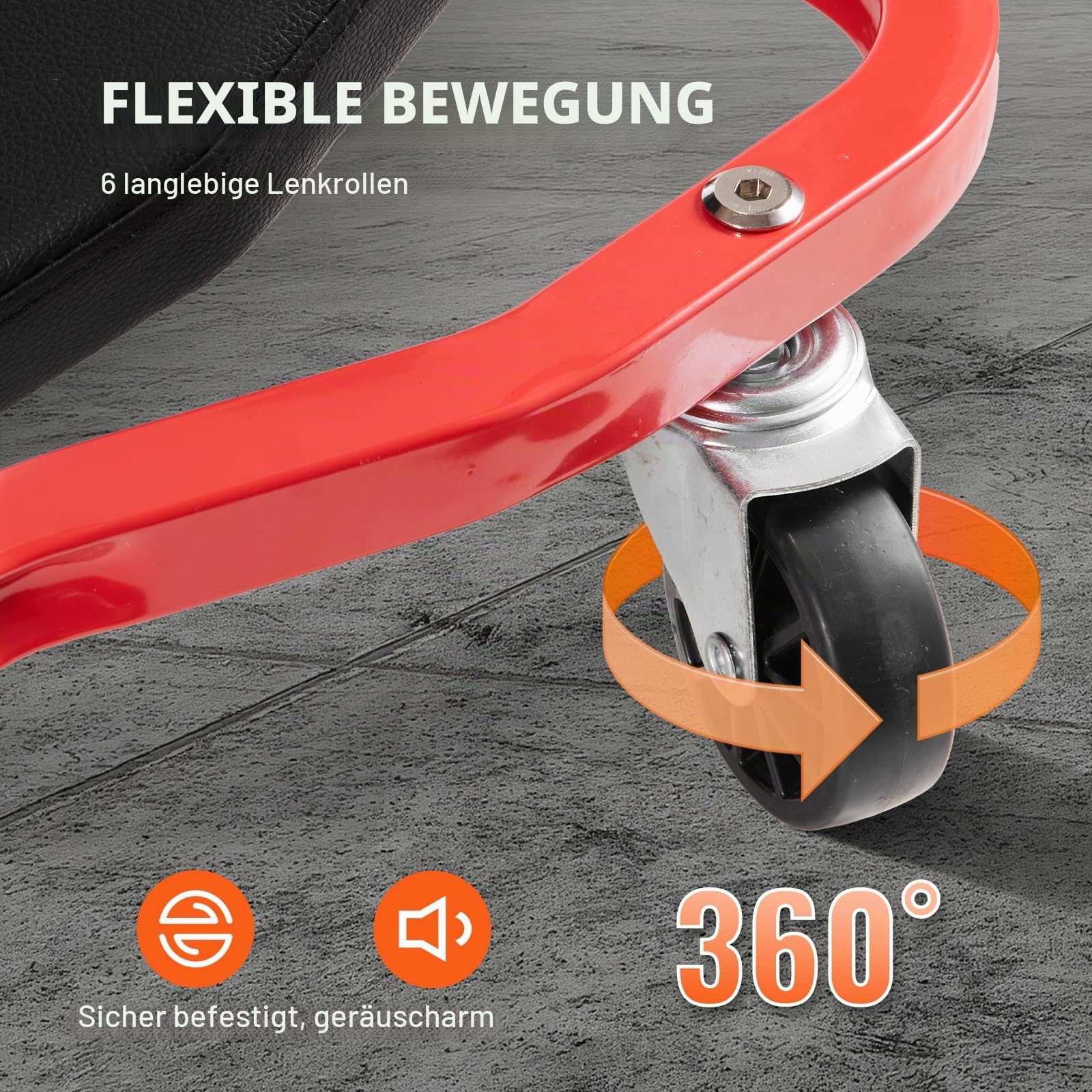 VEVOR Montagerollbrett Werkstatt-Liegewagen 1118 mm, 136 kg Tragkraft Rollbrett für Mechaniker, für Kraftfahrzeuge mit 6 Lenkrollen, Verstellbarer gepolsterter Kopfstütze, Werkstattliege Garagen