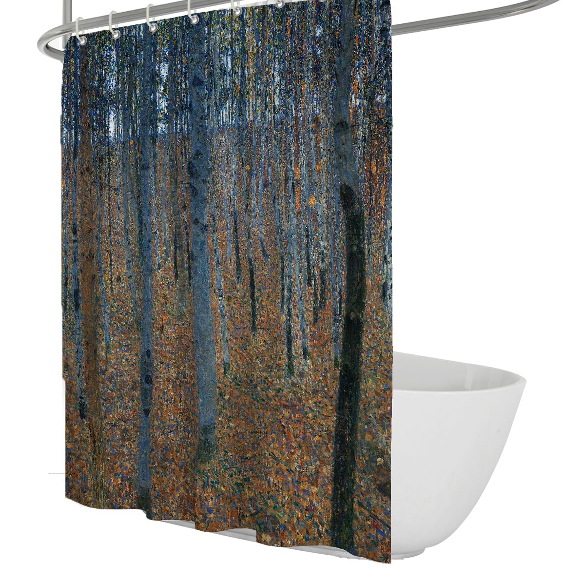 OLLIAR Home Forest Shower Curtain Autumn Fallen Leaves Print Bath Curtain Sets Classic Design Machine Washable Fabric Waterproof Shower Curtains 150x180cm